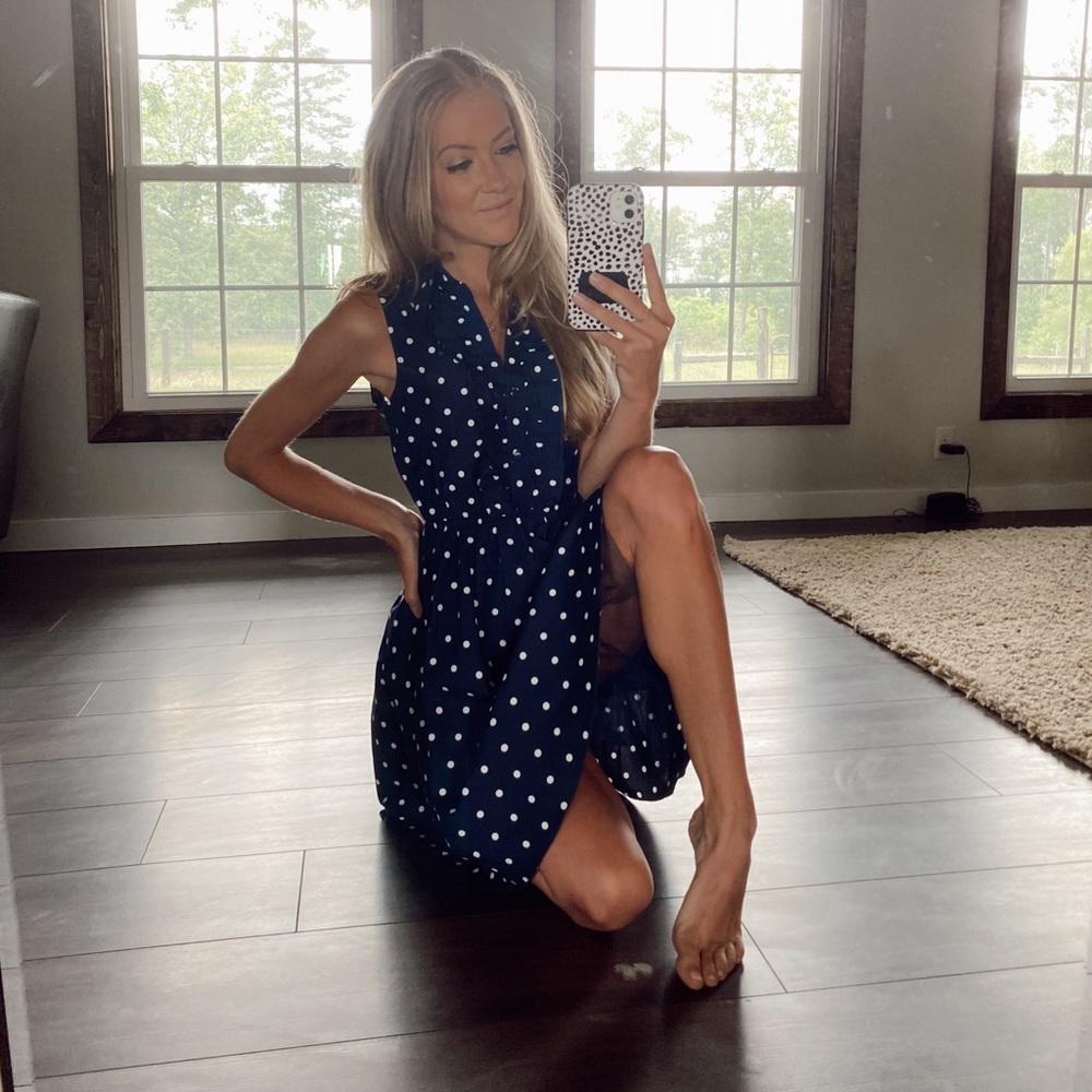 Navy blue polka dot dress! Brand new.